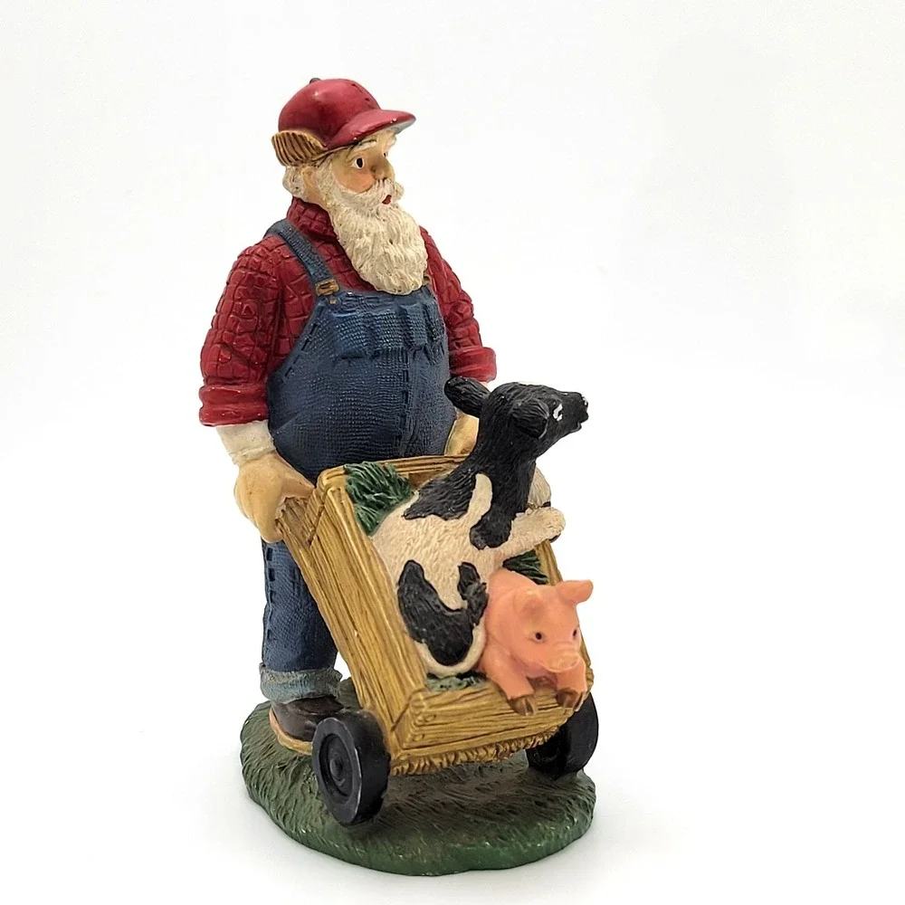 Midwest‎ Cannon Falls Santa Pushing Pig & Calf Figurine 4in Christmas Farmhouse